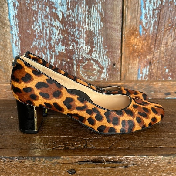 Nurture Brayatwo Calf Hair Leopard Print Block Heels Size 6.5 - Picture 1 of 10